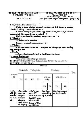 Đề kiểm tra chất lượng học kì I môn Sinh học Lớp 12 - Năm học 2018-2019 - Trường THPT Ngọc Hà